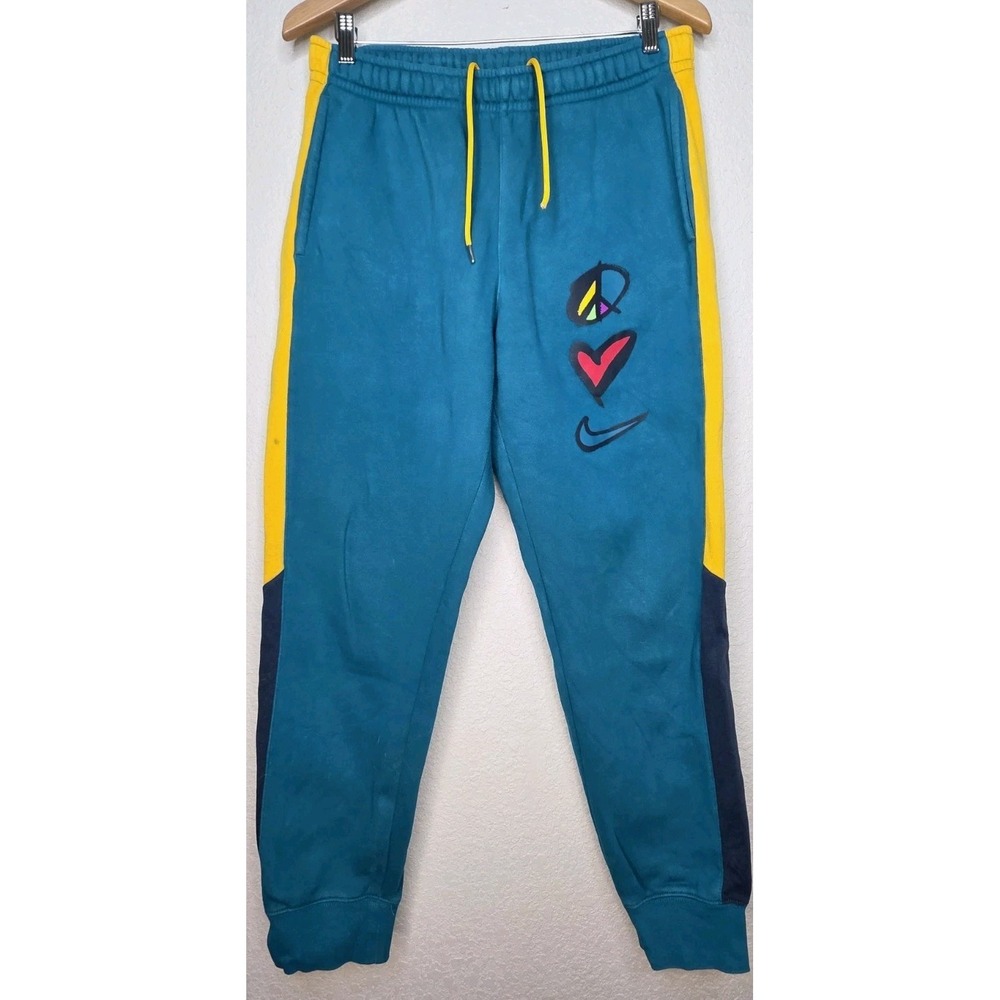 Nike Sportswear Peace Love Basketball Fleece Joggers Pants Teal Men L Lounge
